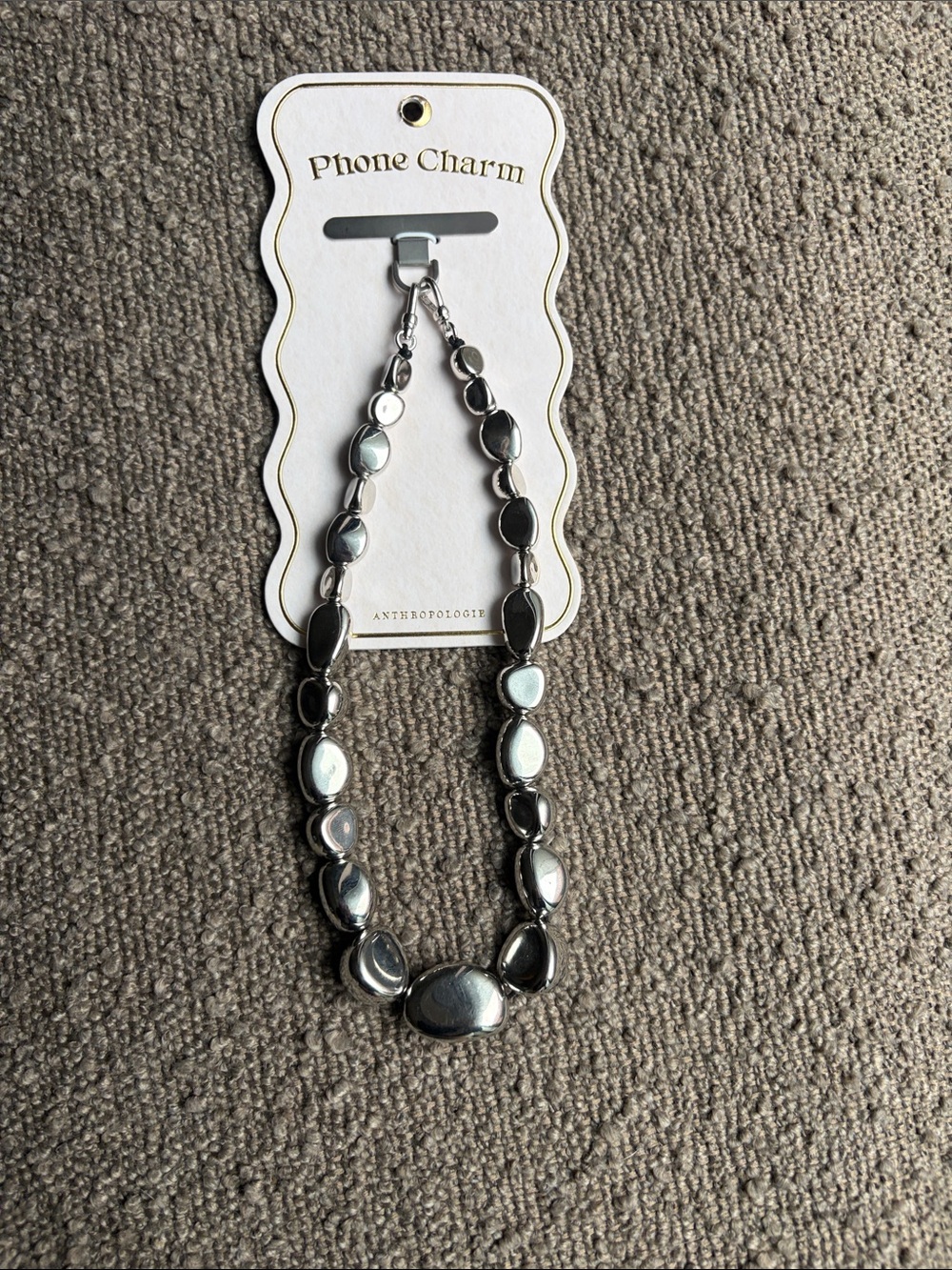 NWT Anthropologie Silver Phone charm